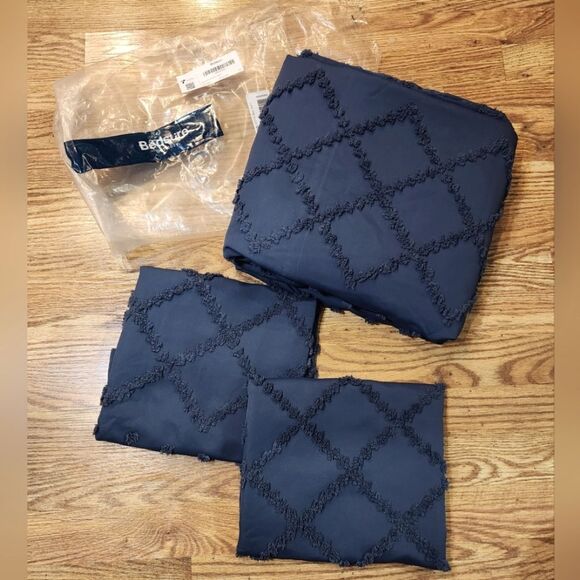 Blue Duvet Cover Set Full/Queen Size Boho Shabby Chic Bedding Set - Picture 4 of 9